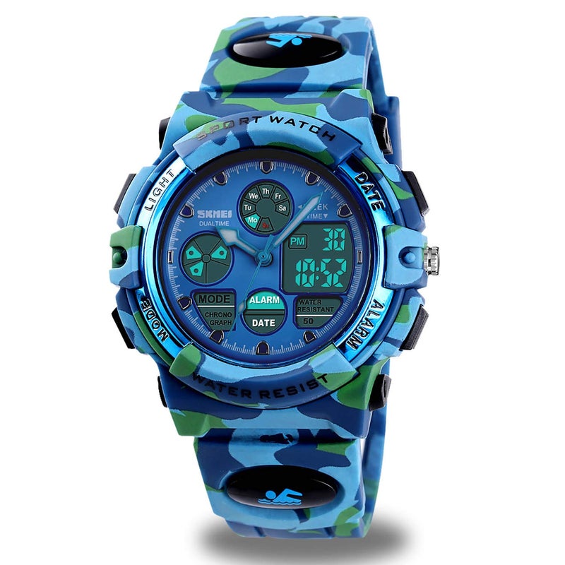 cofuo Camo Kid Watch Age 5-15, Kids Military Army Digital Sports Waterproof Watch for Kids Birthday Presents Camouflage Gifts Toys Age 5-16 Boys Girls Children Young Outdoor Electronic Watches Stopwatch - Image 1